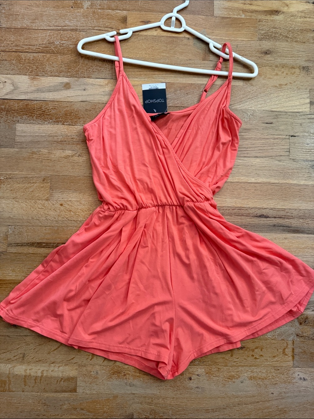 Topshop Coral-Orange Girls' Wrap Front Romper